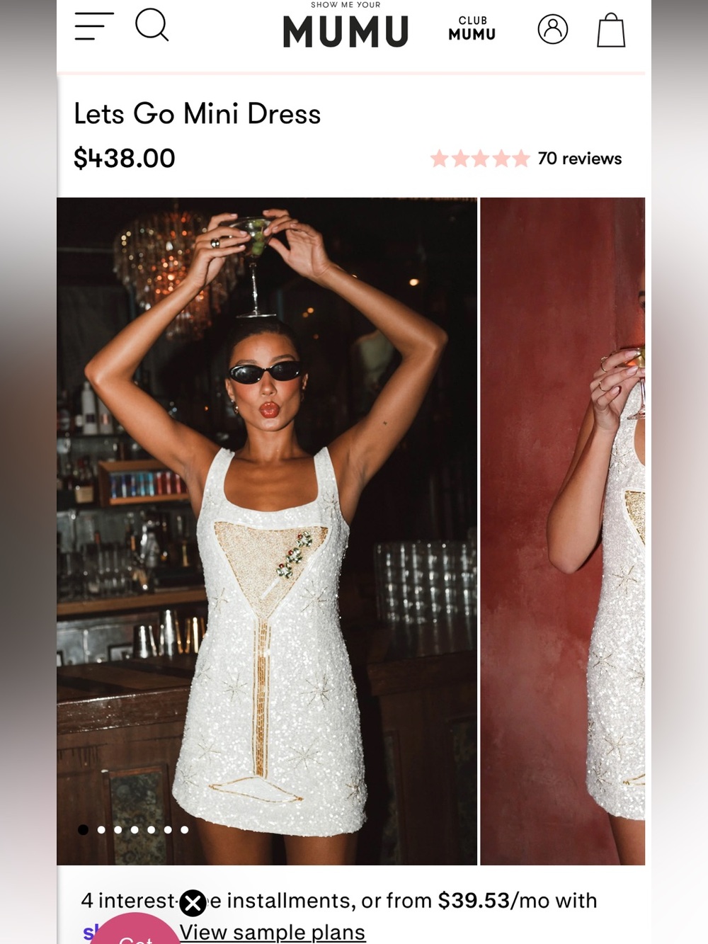 Show Me Your MuMu White and Gold Sequin Martini Lets Go Mini Dress